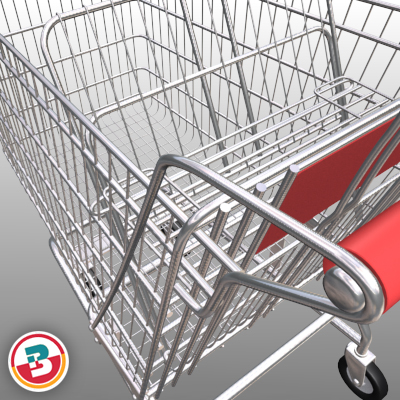 3D Model of Grocery Store Shopping Cart - 3D Render 1